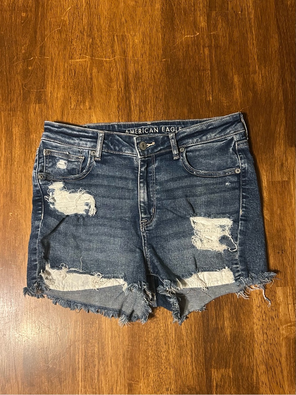 American Eagle Outfitters Blue Distressed Denim Jean Shorts